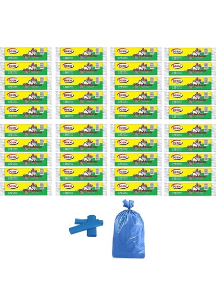 Orta Boy Çöp Torbası 55x60 cm 20 Li Rulo x 40 Paket = 800 Adet Mavi