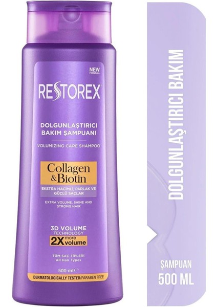 Keratin & Argan Şampuan 500 Ml + Collagen&Biotin Dolgunlaştırıcı Şampuan 500 Ml Restorex Keratin + Collegen fiyatları