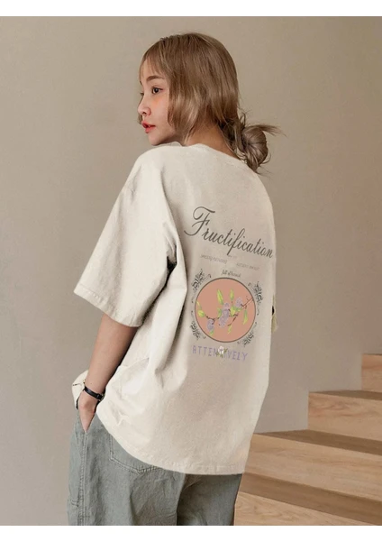 Kadın Fructification Baskılı Oversize T-Shirt