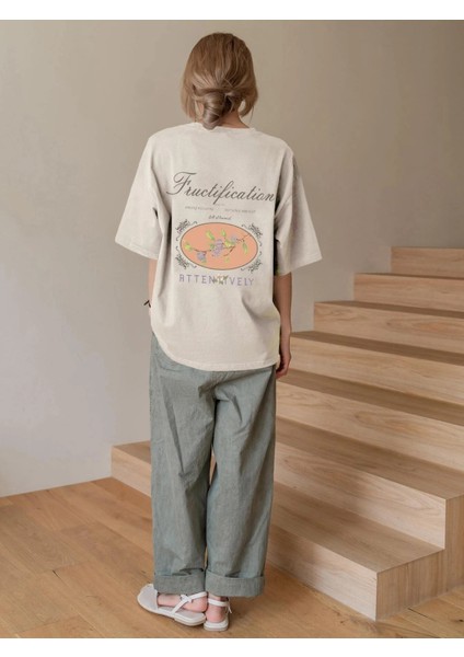 Kadın Fructification Baskılı Oversize T-Shirt