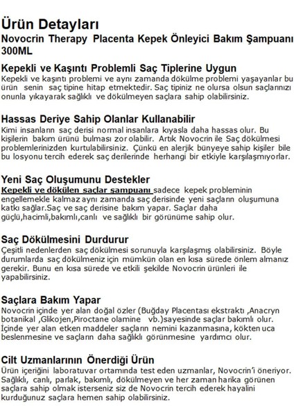 Placenta Therapy Şampuan Seti 300 Ml * 3 Lü Set Nov modelleri