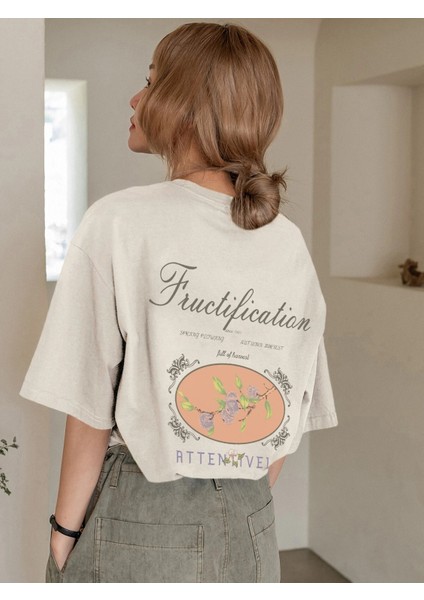 Kadın Fructification Baskılı Oversize T-Shirt