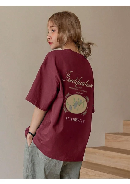 Kadın Fructification Baskılı Oversize T-Shirt