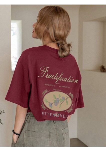 Kadın Fructification Baskılı Oversize T-Shirt