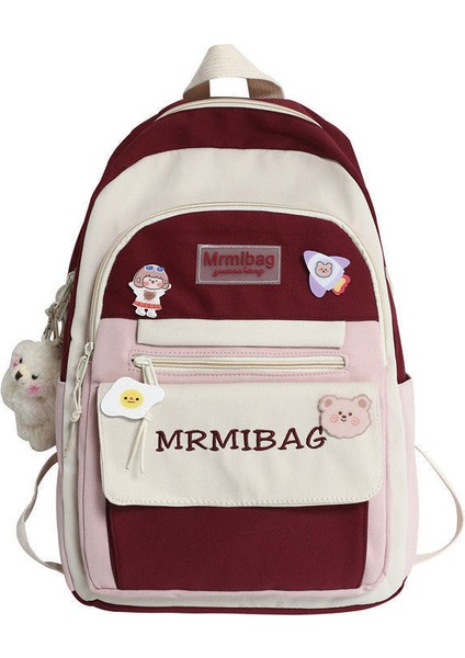 Iceyshop Sevimli ve Büyük Kapasiteli Su Geçirmez Okul Çantası - Kırmızı (Yurt Dışından)