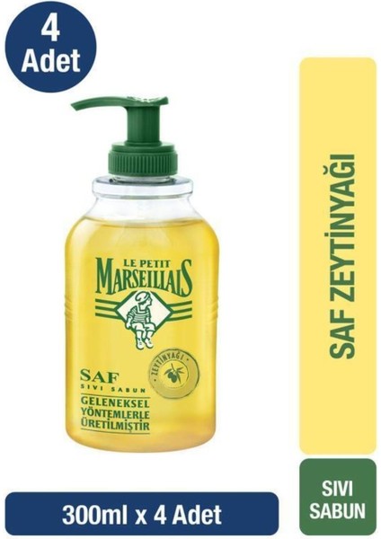 Zeytinyağı Saf Sıvı Sabun 300 Ml X4 Ekonomik Paket