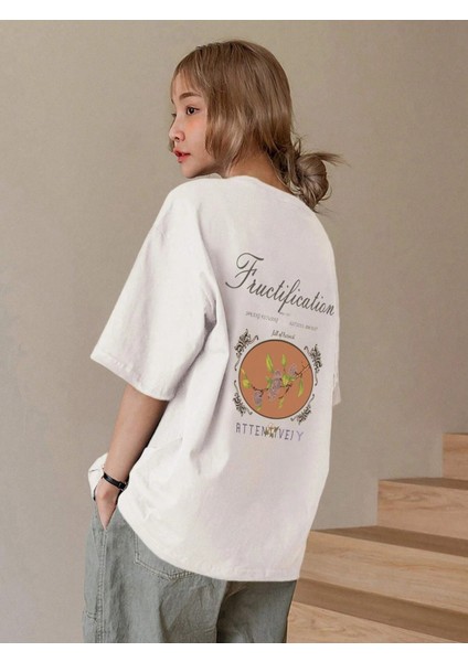 Kadın Fructification Baskılı Oversize T-Shirt