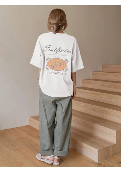 Kadın Fructification Baskılı Oversize T-Shirt