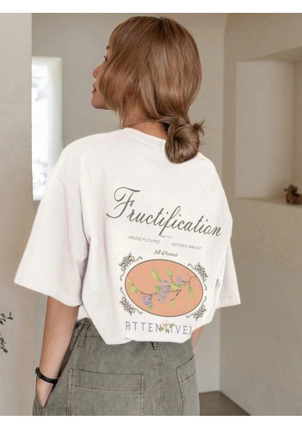 Kadın Fructification Baskılı Oversize T-Shirt