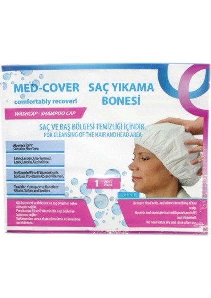 Med Cover Medcover Med-Cover Hasta Saç Bakım/Temizleme/Yıkama Bonesi (1 Adet/Paket) Med-Cover Hasta Saç