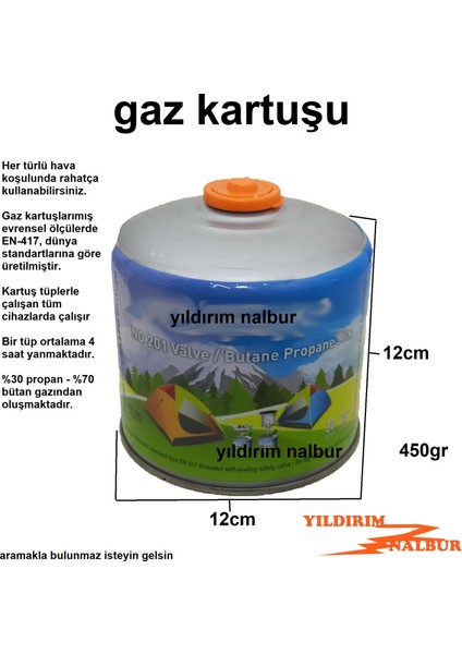 Kamp Ocak Tüp Kartuş 450 gr Nargile Gaz Kartuş