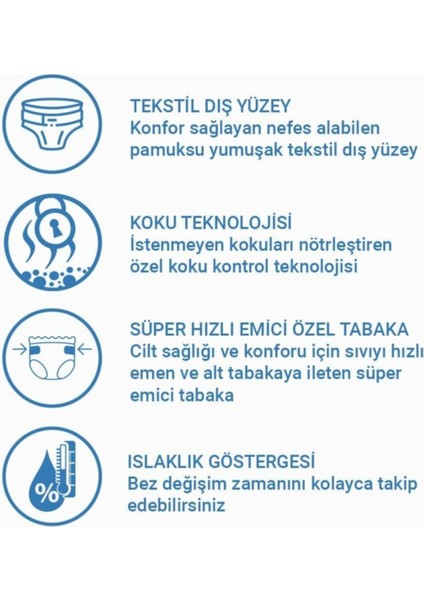 Tekstil Yüzeyli Bel Bantlı Yetişkin Hasta Bezi Large 30'Lu Paket