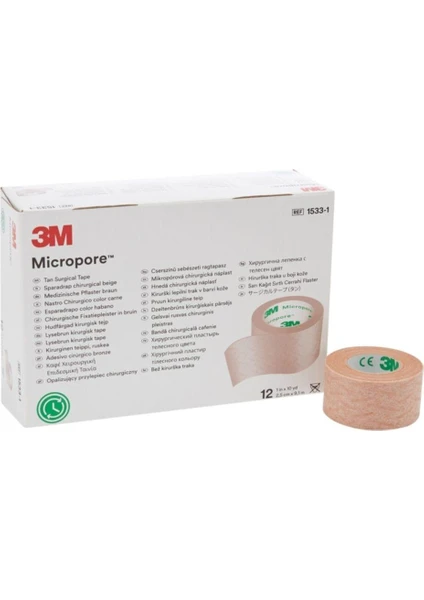 3m Micropore Medical Tape 1533-0 12.5 mm x 9.1 M Tan 1 Kutu/24 Adet