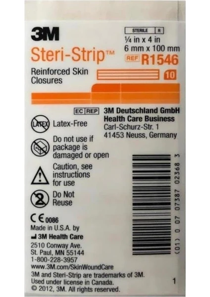 3m Steri-Strip Dikiş Bandı 6mm x 100MM R1546 1 Poşet Steri-Strip