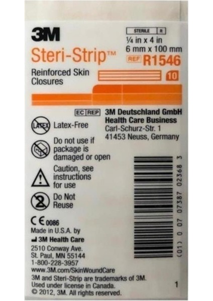 3m Steri-Strip Dikiş Bandı 6mm x 100MM R1546 1 Poşet Steri-Strip