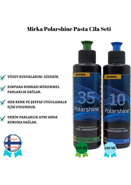 Pasta Cila Seti Epoksi Parlatma Polisaj Seti 250 ml  250 ml  Yumuşak Siyah Ped Orta Sertlik Sarı Ped