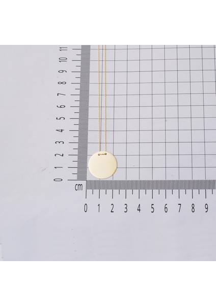 2 Cm Çaplı İsim Yazılabilen Plaka Altın Kolye