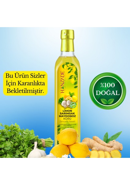 Limon Sarımsak Maydanoz Kürü 500 ml Cam Şişe