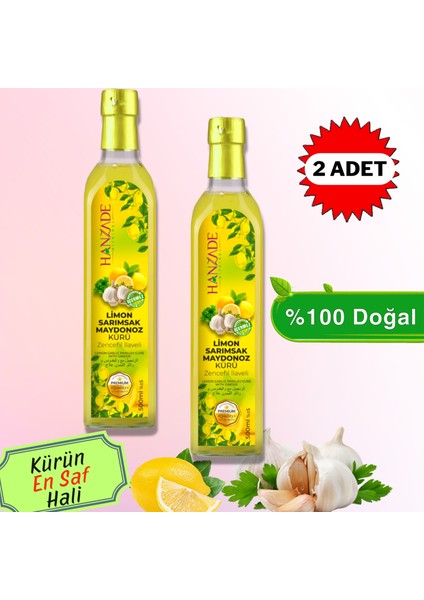 Limon Sarımsak Maydanoz Kürü 500 ml x 2 Adet Cam Şişe