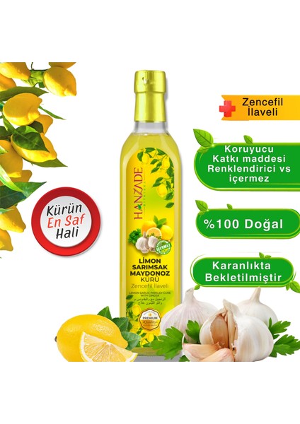 Limon Sarımsak Maydanoz Kürü 500 ml x 3 Adet Cam Şişe