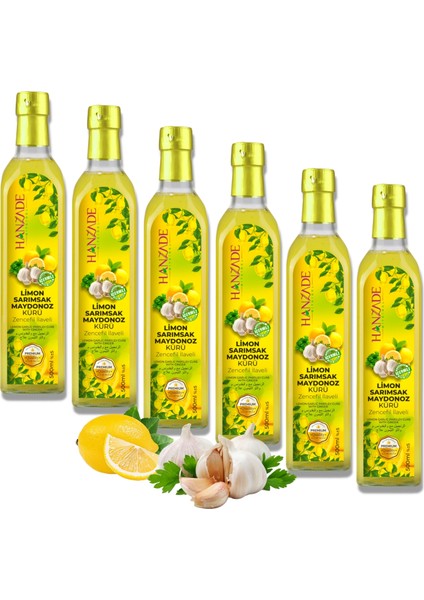 Limon Sarımsak Maydanoz Kürü 500 ml x 6 Adet Cam Şişe