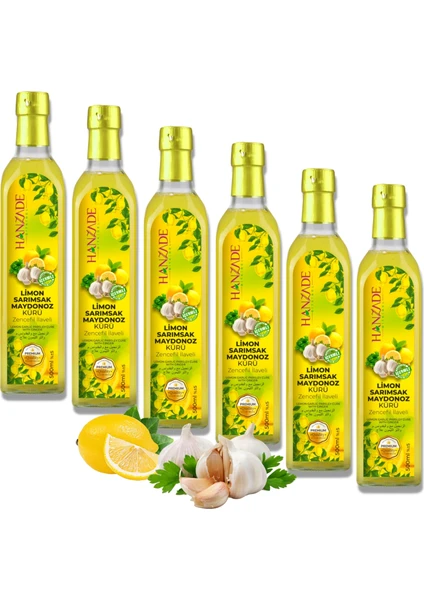 Hanzade Bitkisel Limon Sarımsak Maydanoz Kürü 500 ml x 6 Adet Cam Şişe