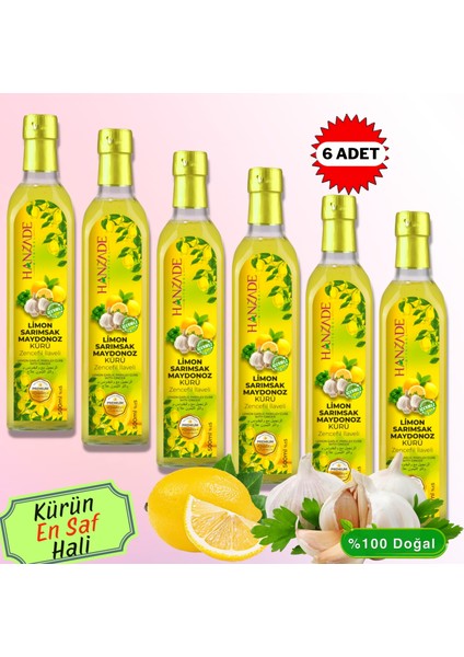 Limon Sarımsak Maydanoz Kürü 500 ml x 6 Adet Cam Şişe