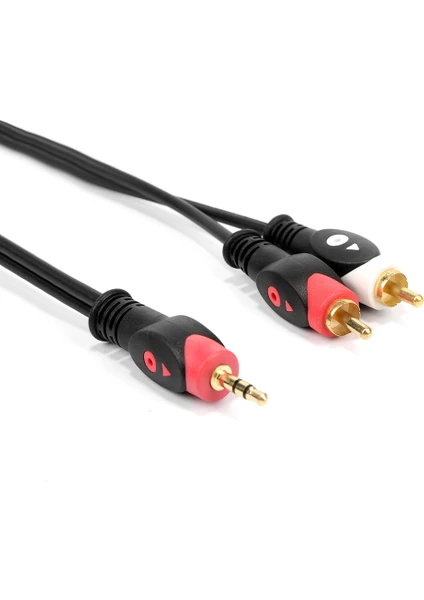 BK Teknoloji Yüksek Kalite 3.5mm Erkek To 2rca Erkek  Ses Kablosu 5 Metre