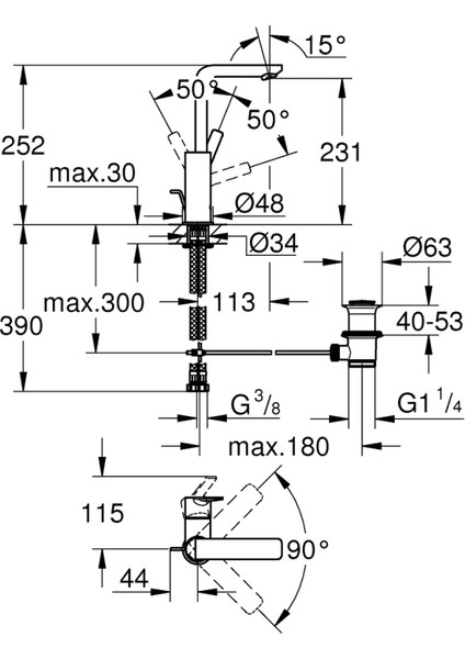 Lineare Tek Kumandalı Lavabo Bataryası 1/2" l-Boyut - 23296AL1