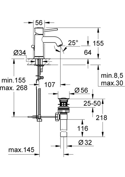 Bauclassic Tek Kumandalı Lavabo Bataryası - 32862000
