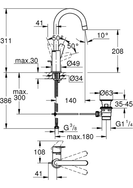 Bauedge Tek Kumandalı Lavabo Bataryası 1/2" l-Boyut - 23760001 fiyatları