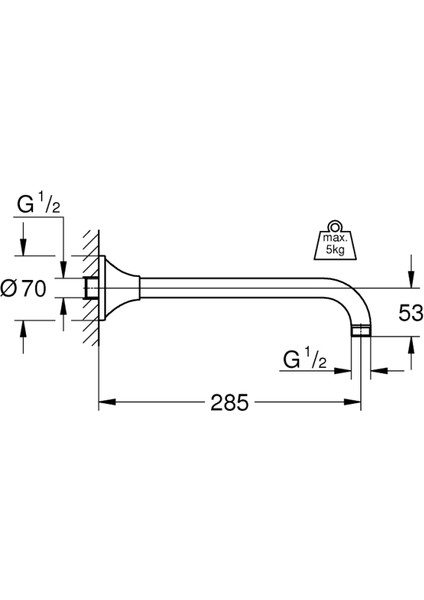 Rainshower Grandera Duş Başlığı Dirseği 285 mm - 27986DA0 fiyatları