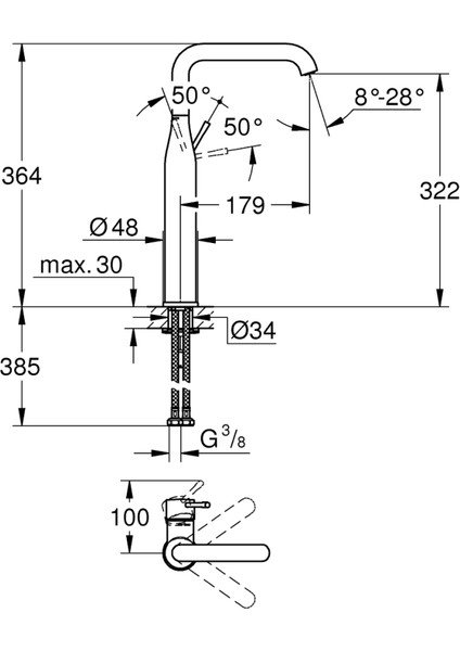 Essence Tek Kumandalı Lavabo Bataryası xl-Boyut - 32901GL1