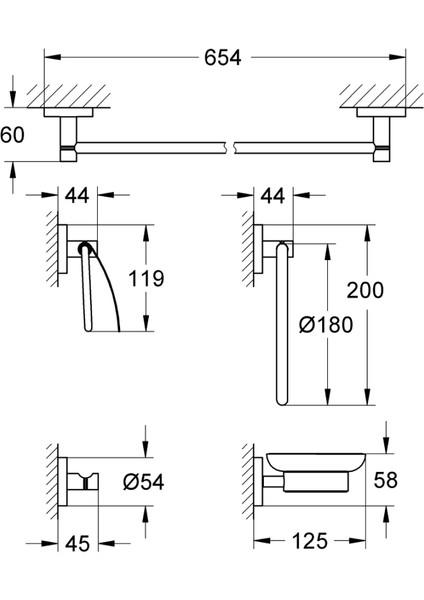 Essentials 5'i Bir Arada Banyo Aksesuar Seti - 40344001