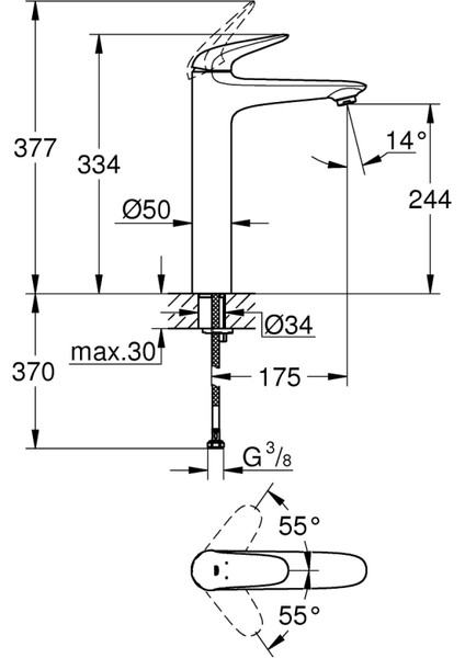 Eurostyle Tek Kumandalı Lavabo Bataryası xl-Boyut - 23719003