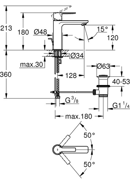 Lineare Tek Kumandalı Lavabo Bataryası s-Boyut - 32114AL1