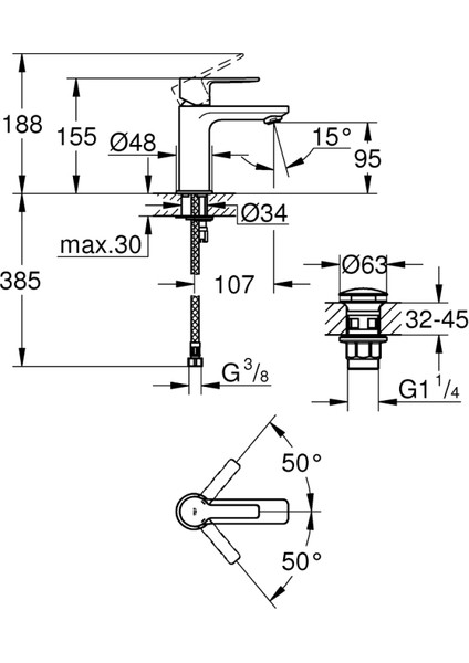 Lineare Tek Kumandalı Lavabo Bataryası 1/2" xs-Boyut - 23791AL1 fiyatları