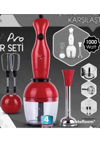 Chefs Pro El Blender Seti Kırmızı Renk Chefs Pro El Blender Seti Kırmızı