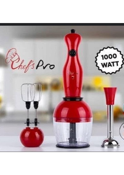 Chefs Pro El Blender Seti Kırmızı Renk Chefs Pro El Blender Seti Kırmızı