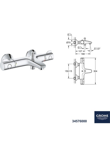 Bauedge Termostatik Banyo Bataryası Seti 24