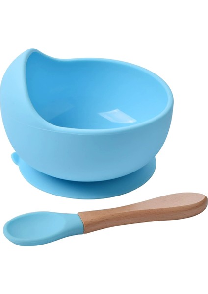 2 Parça Silikon Bebek Besleme Kase Sofra Su Geçirmez Vantuz Kaşık Seti (Yurt Dışından)