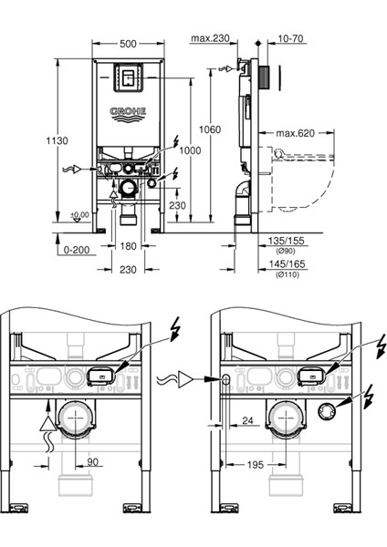 Rapid Slx 3'ü 1 Arada Wc Gömme Rezervuar Seti, 1.13 M Montaj Yüksekliği - 39603000 fiyatları