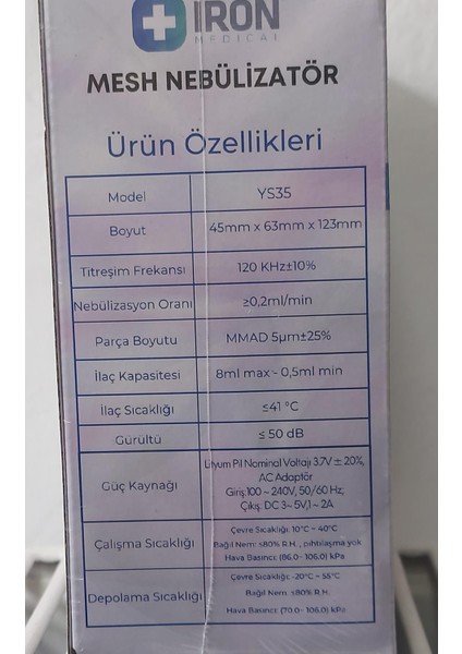 Mesh Nebülizatör Ys35 Lityum fiyatları