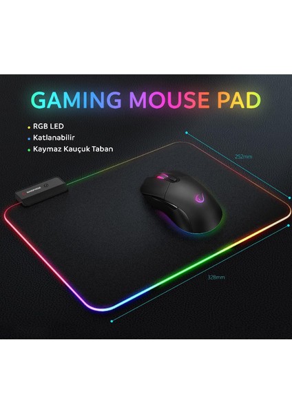 Mp-23 Siyah 252*328*3MM Rgb Ledli Gaming Mouse Pad fiyatları