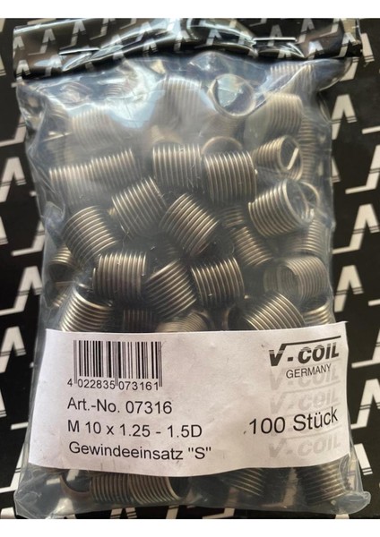 M10X1.25-1.5D Helicoil Yay V-Coıl Germany 100 Adet