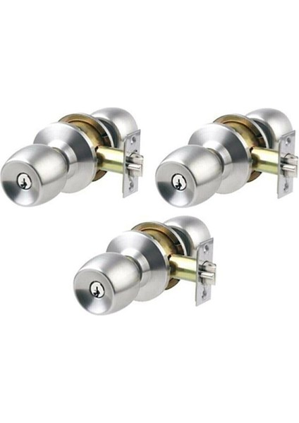 Hobidabi Topuzlu Kapı Kilidi Kolu Amerikan Gri Saten Oda Kilitli Kol Otel Tipi 3 Adet
