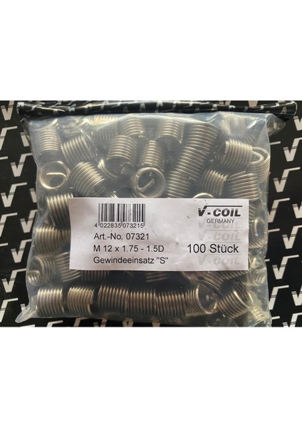 M12X1.75-1.5D Helicoil Yay V-Coıl Germany 100 Adet