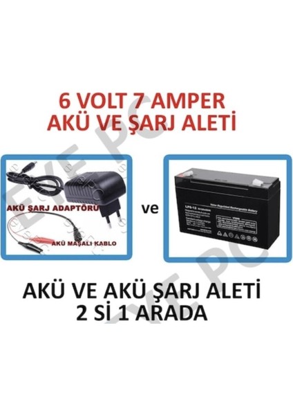 6 Volt 7 Amper Akülü Çocuk Oyucak Araç Uyumlu Akü ve Şarj Adaptörü Set