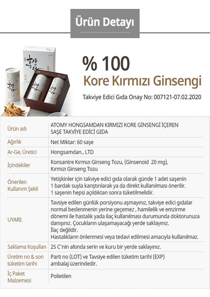 Hongsamdan Atomy Kırmızı Gingseng