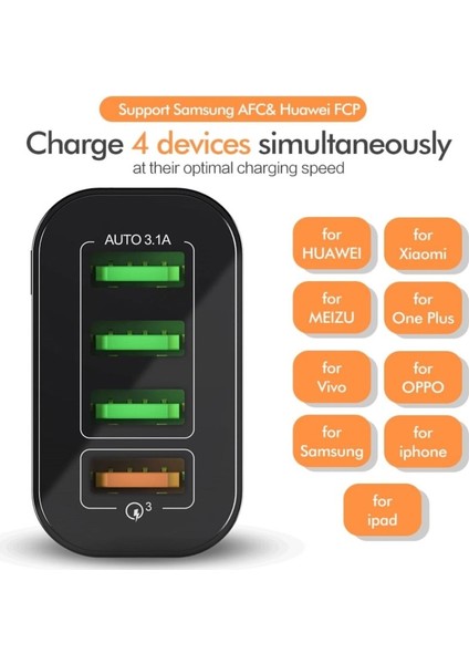 Z6 Universal Çoklu Şarj Adaptörü -4 Port